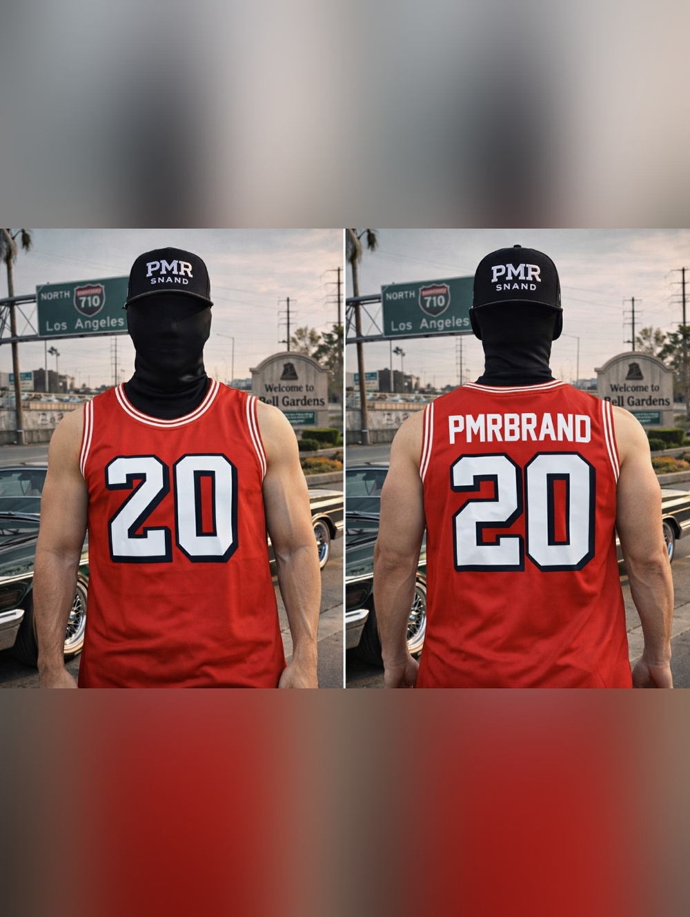 Red Men's Basketball Jersey with Number 20